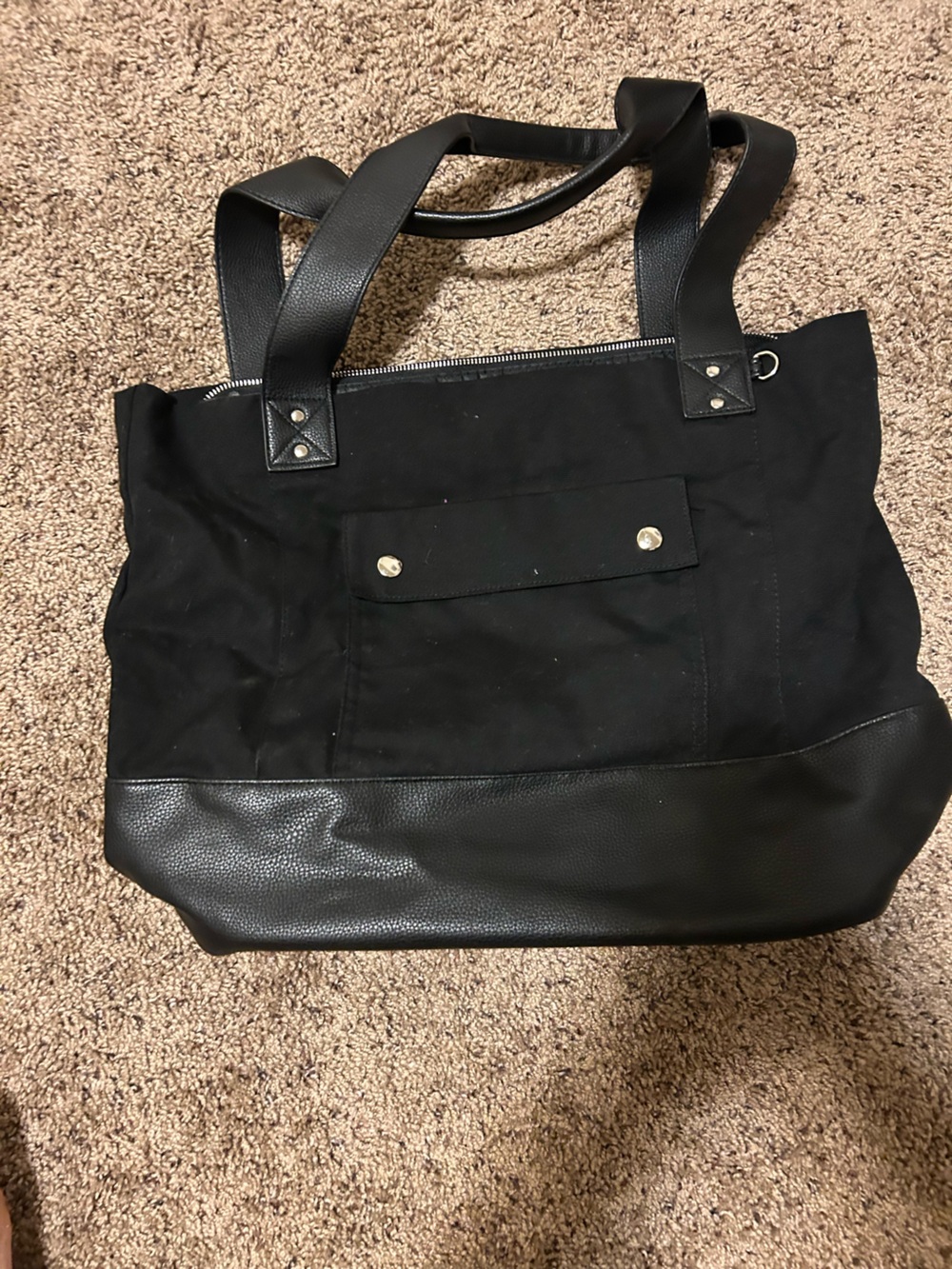 Candie's Black Canvas & Faux Leather Tote purse